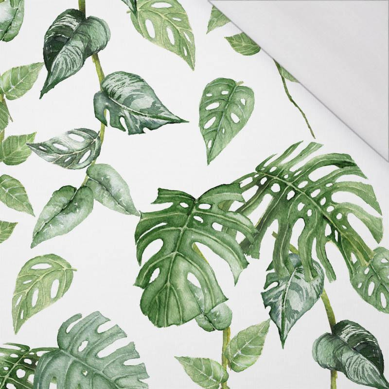 ROPICAL LEAVES MIX pat. 2 / white (JUNGLE) - single jersey with elastane 