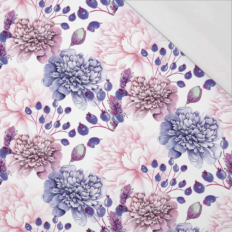PURPLE PEONIES (IN THE MEADOW) - single jersey with elastane 