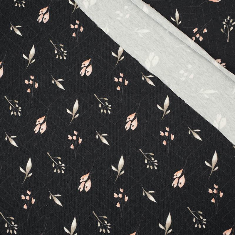 FLOWERS AND LEAVES pat. 4 / black - single jersey 