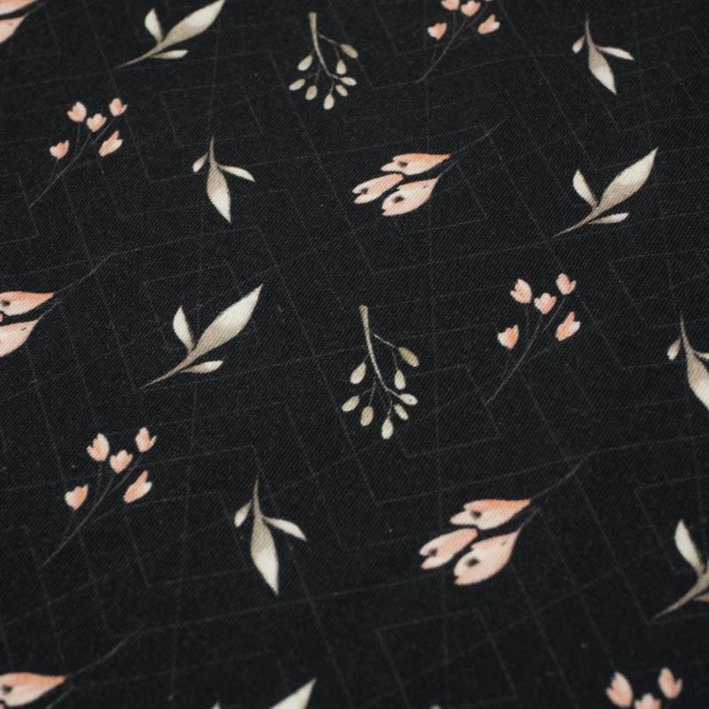 FLOWERS AND LEAVES pat. 4 / black - single jersey 