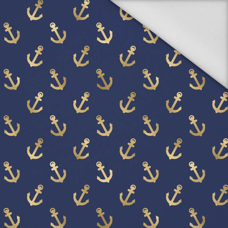 MINI GOLD ANCHORS (GOLDEN OCEAN) / dark blue - Waterproof woven fabric