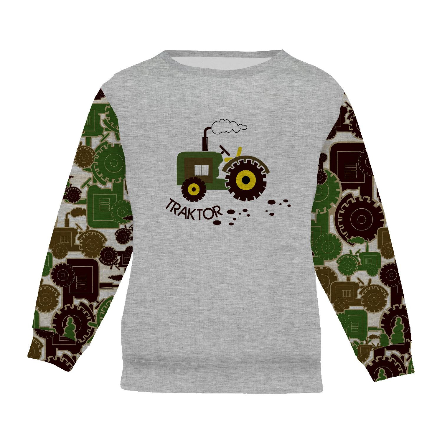Children's tracksuit (MILAN) - TRACTOR GREEN / M-01 melange light grey - looped knit fabric