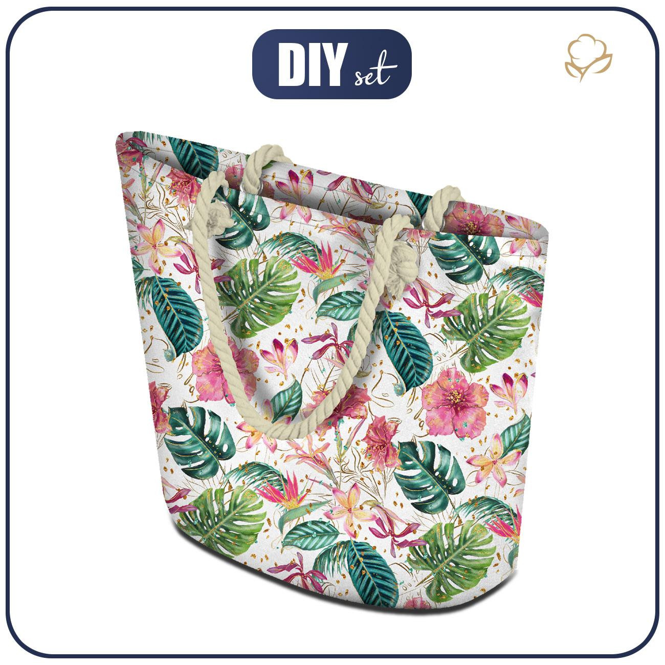 TOTE BAG - TROPICAL JUNGLE / white - sewing set