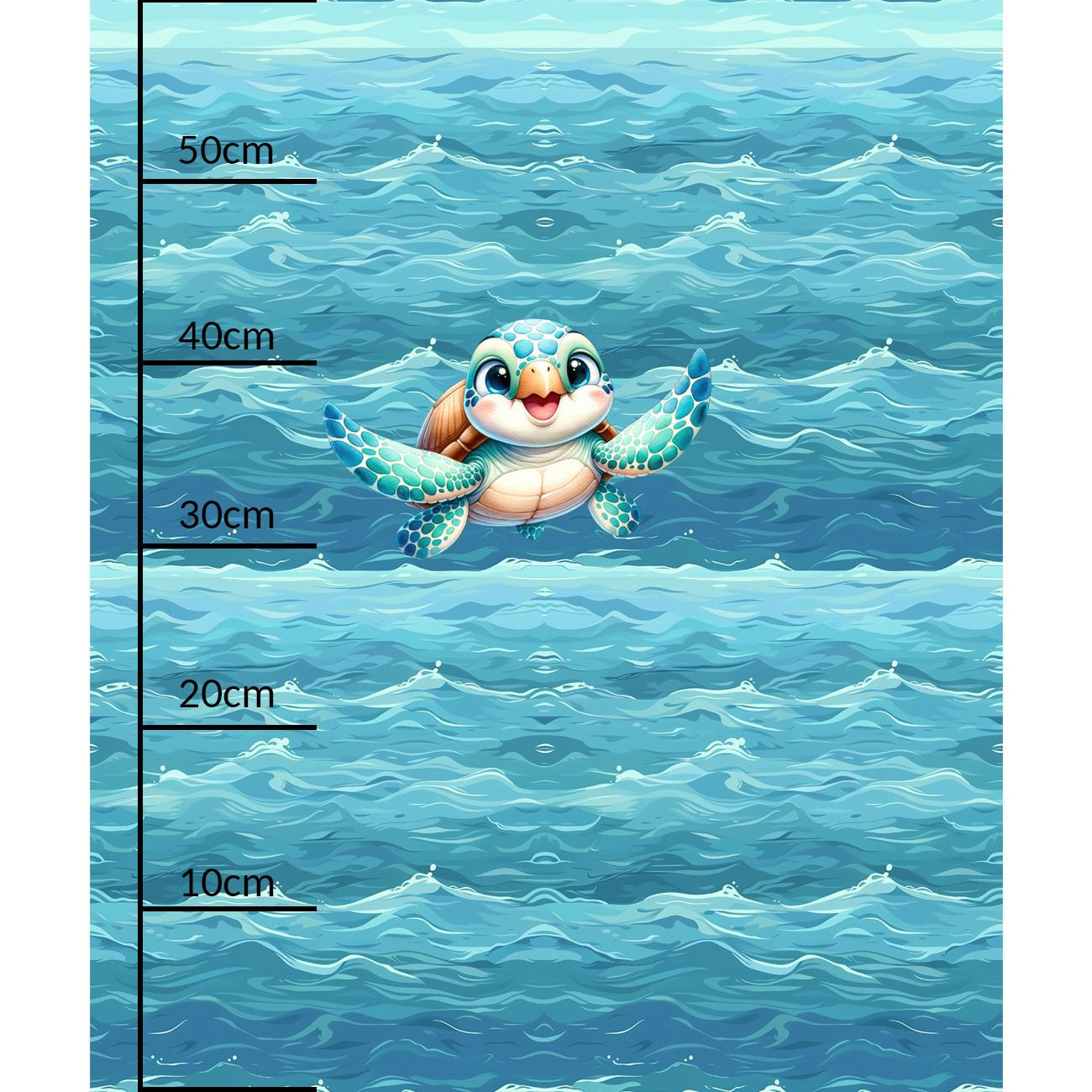 TURTLE (SEA ANIMALS pat. 1) - panel (60cm x 50cm) Waterproof woven fabric
