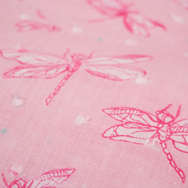 DRAGONFLIES / pink - Cotton batiste with knots 