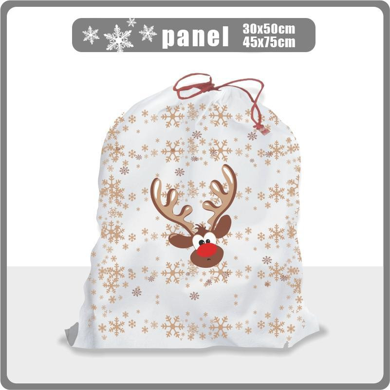 REINDEER / brown - white - Cotton woven fabric panel / Choice of sizes