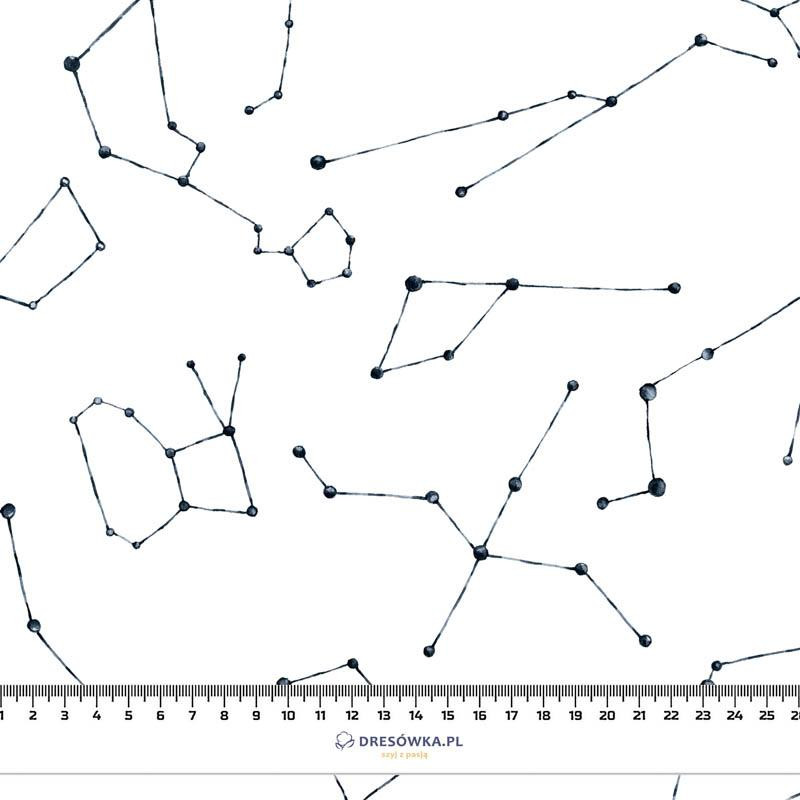 CONSTELLATIONS pat. 2 (GALACTIC ANIMALS) / white - Cotton woven fabric