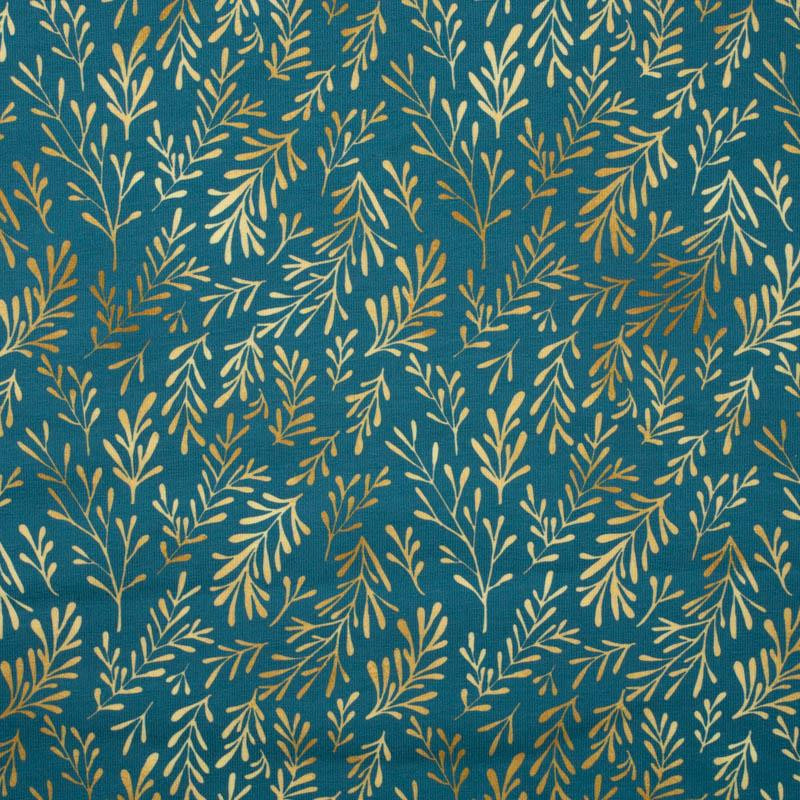 GOLDEN CORALS (GOLDEN OCEAN) / sea blue - single jersey with elastane 