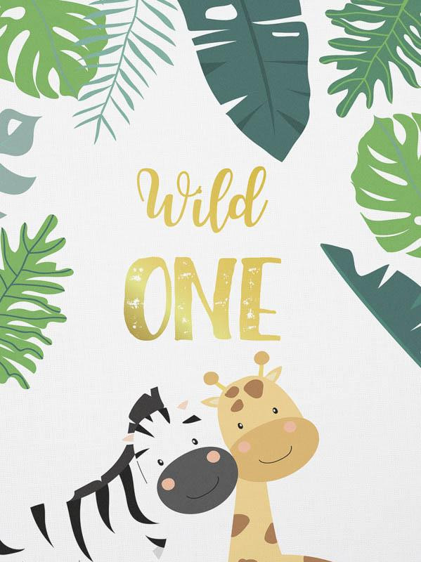 ZEBRA AND GIRAFFE (WILD & FREE) - Cotton woven fabric panel
