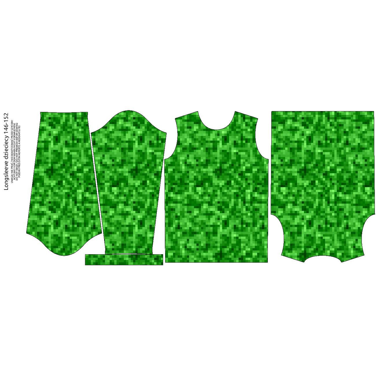 Longsleeve - PIXELS pat. 2 / green - sewing set