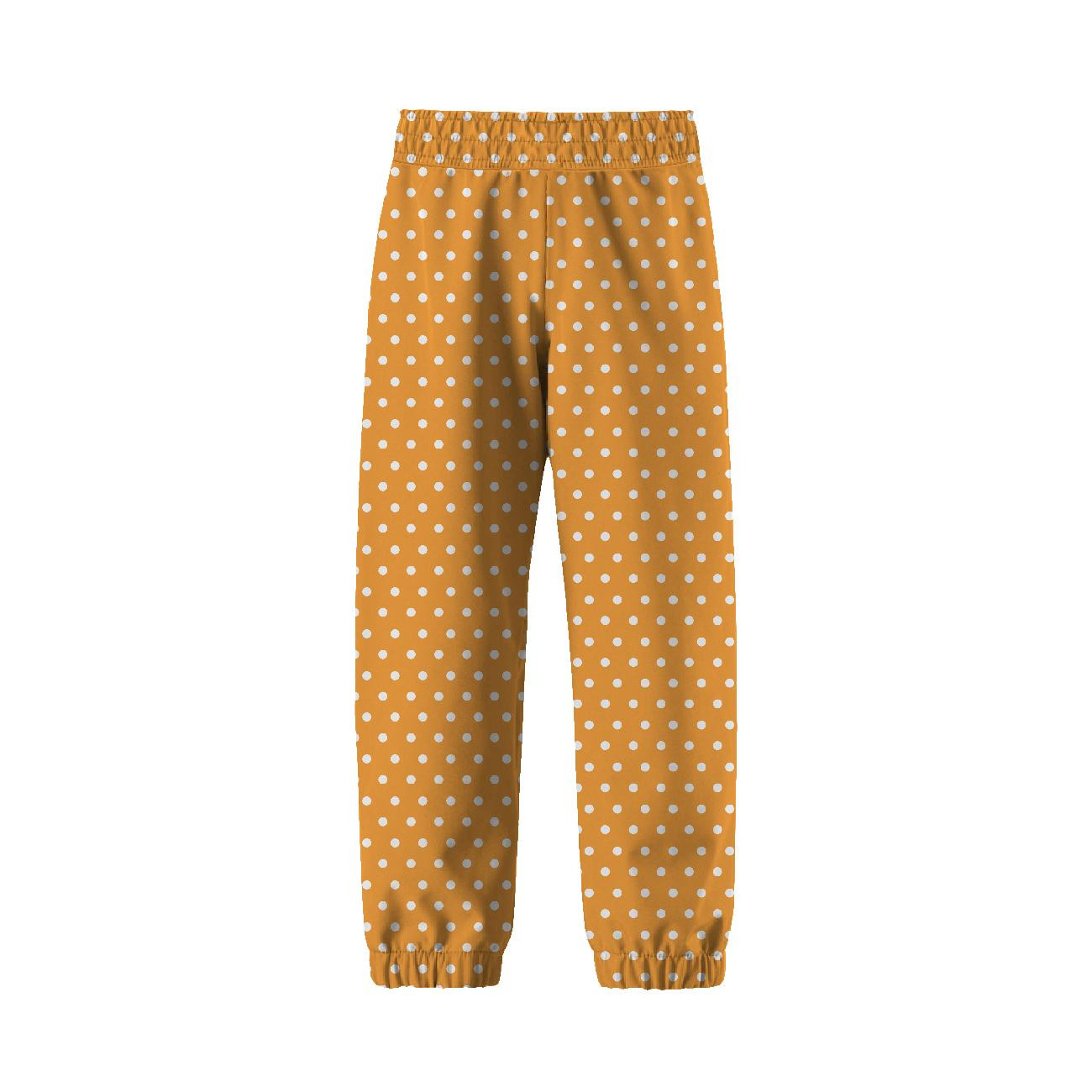 CHILDREN'S SOFTSHELL TROUSERS (YETI) - WHITE DOTS / mustard