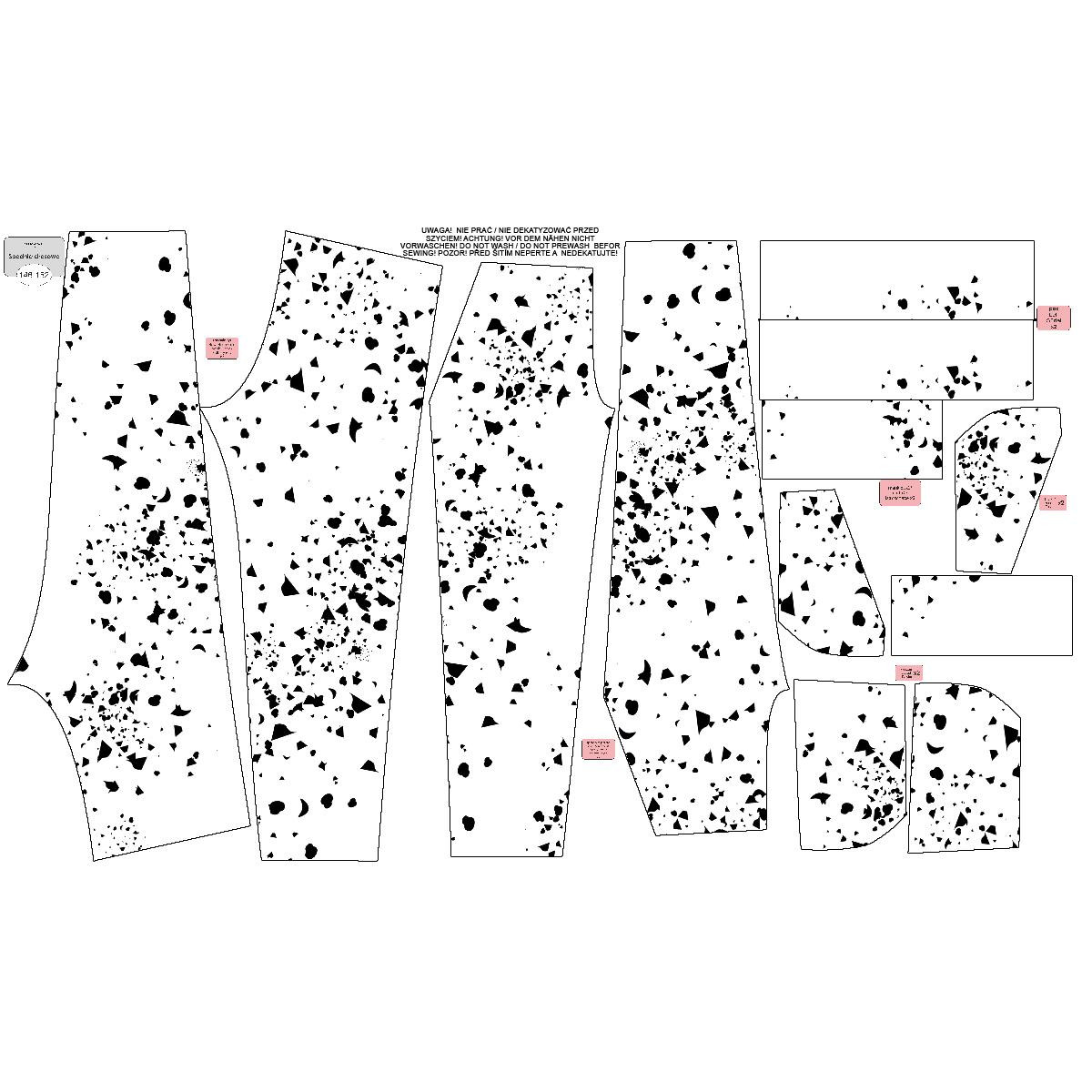 CHILDREN'S JOGGERS (LYON) - SPOTS / BLACK (DIA DE LOS MUERTOS) - looped knit fabric 