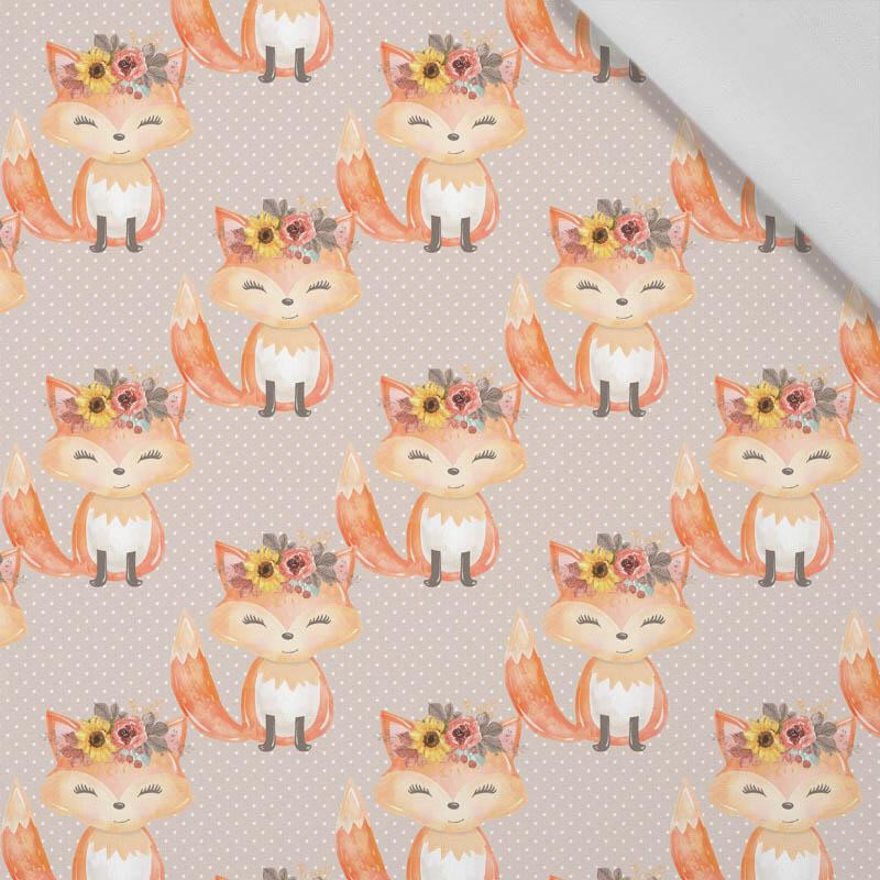 FOXES AND DOTS / beige (FOXES AND PUMPKINS) - Cotton woven fabric