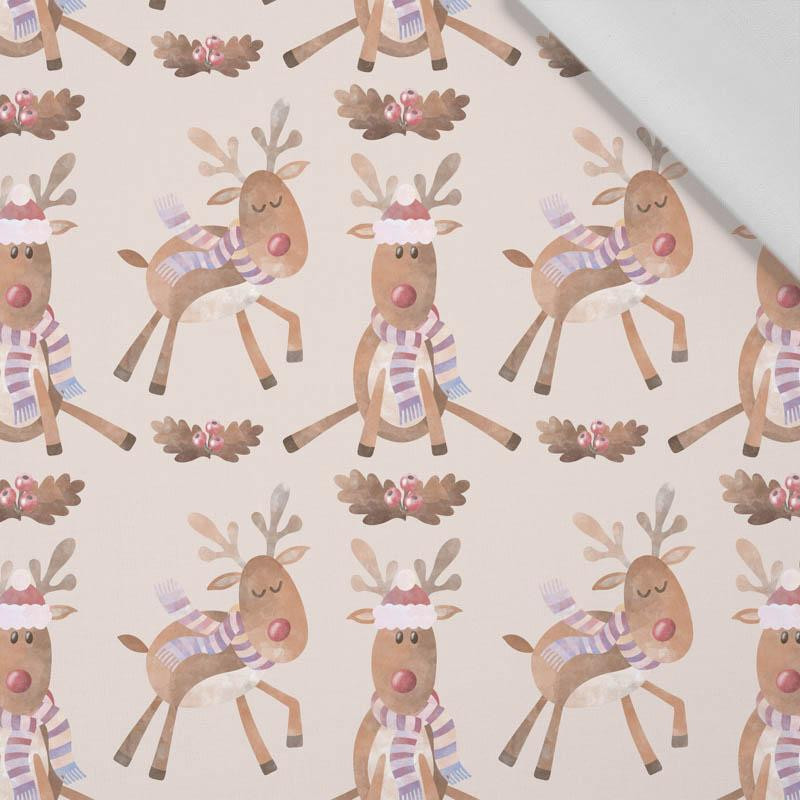 REINDEERS / OAK LEAVES (CHRISTMAS REINDEERS) - Cotton woven fabric