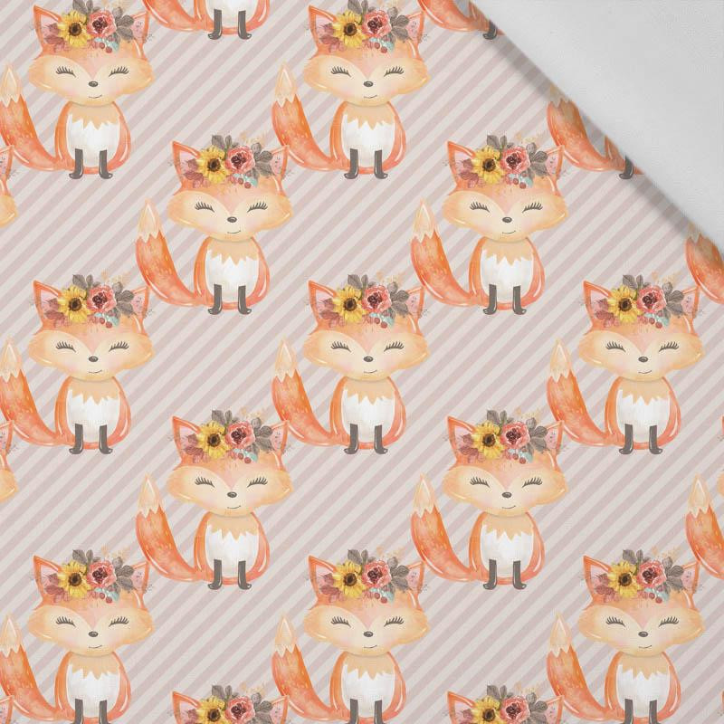 FOXES / diagonal stripes (FOXES AND PUMPKINS) - Cotton woven fabric