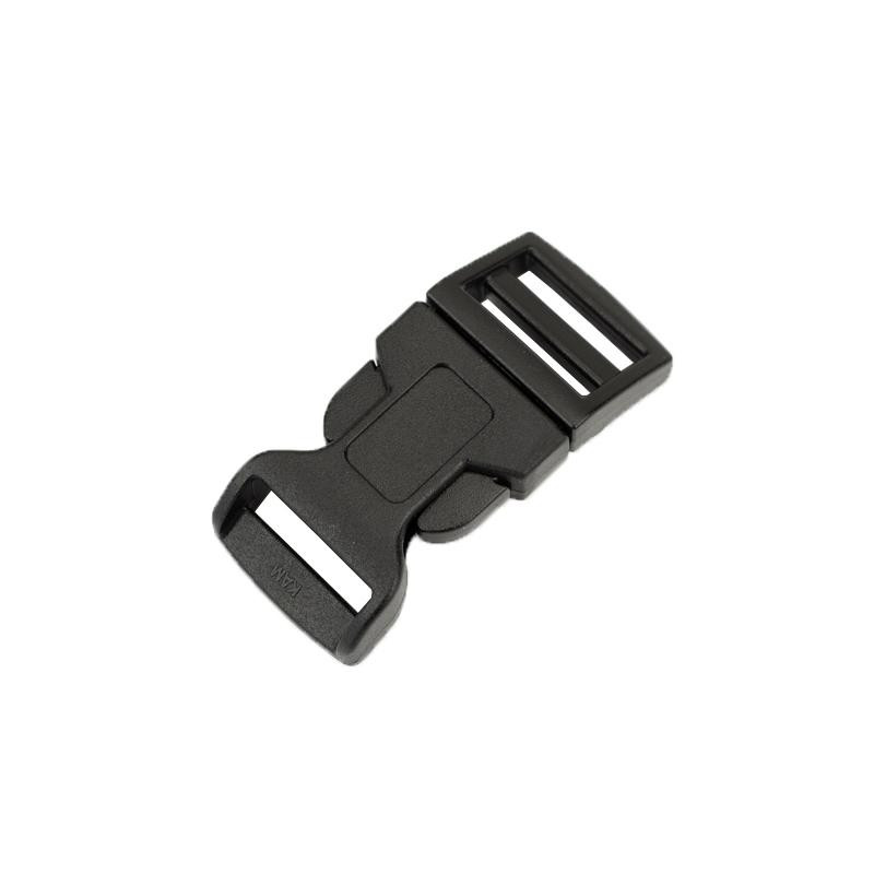 Plastic curved side release buckle 15 mm - black
