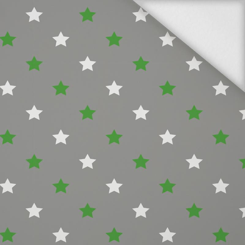 DIAGONAL GREEN STARS / grey - softshell