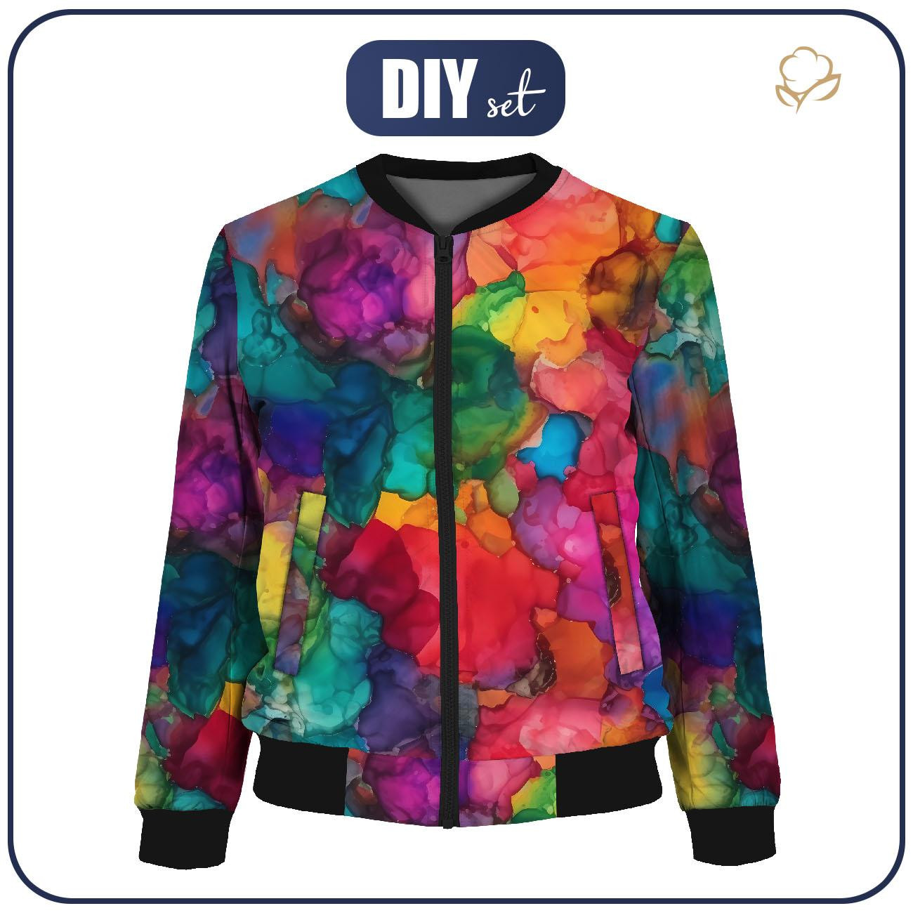 WOMEN’S BOMBER JACKET (KAMA) - ALCOHOL INK PAT. 5 - sewing set