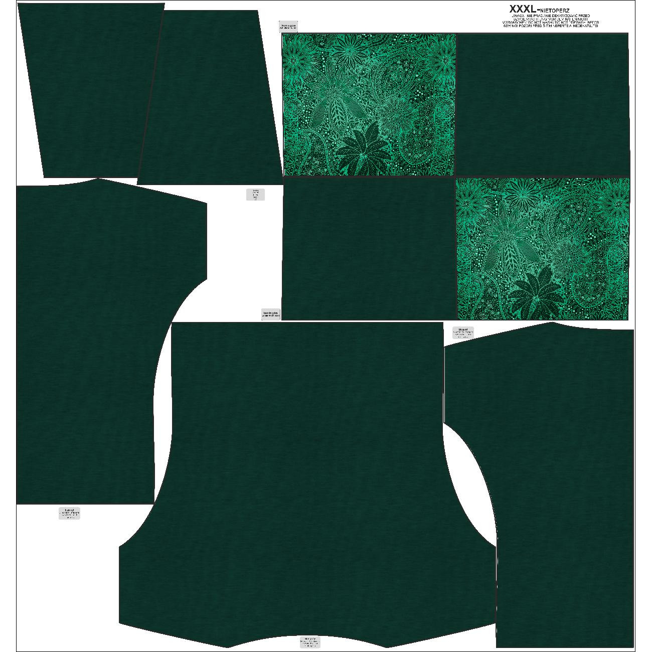 SNOOD SWEATSHIRT (FURIA) - MELANGE BOTTLE GREEN / GREEN LACE - sewing set