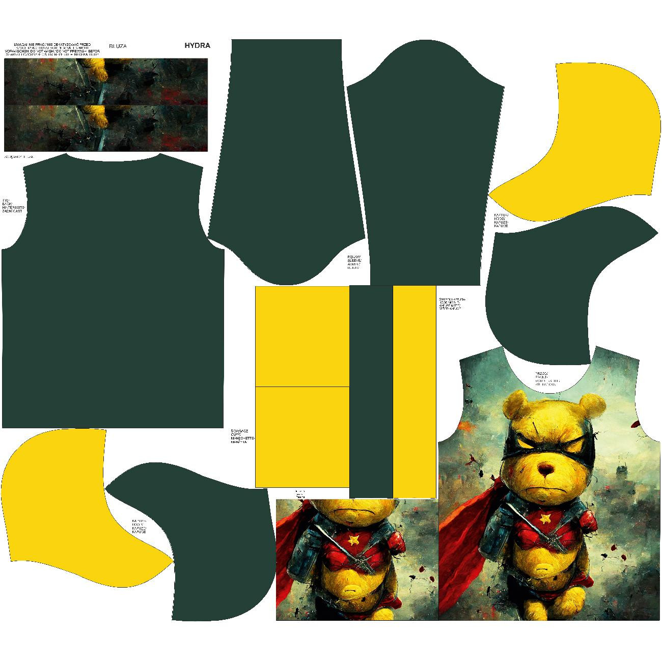 HYDROPHOBIC HOODIE UNISEX - BAD BEAR - sewing set