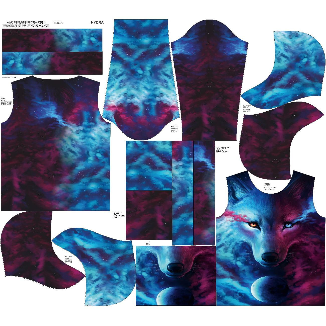 HYDROPHOBIC HOODIE UNISEX - DARK ENERGY - sewing set