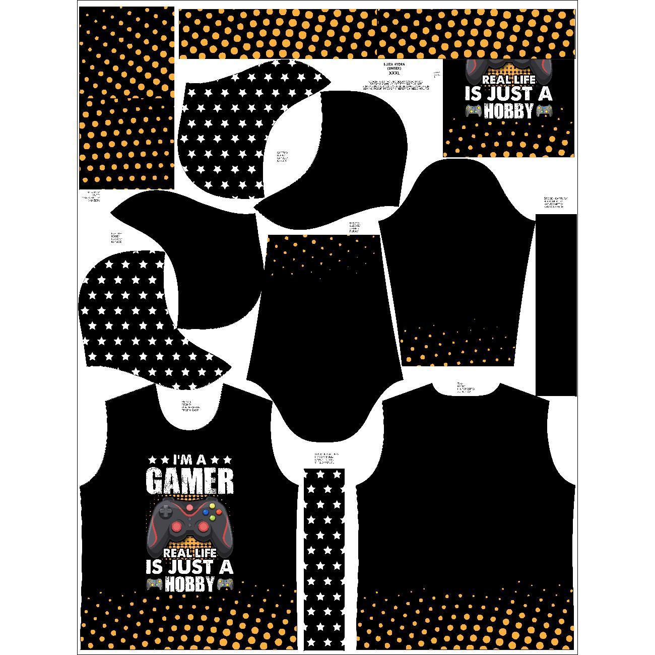 HYDROPHOBIC HOODIE UNISEX - GAMER - sewing set