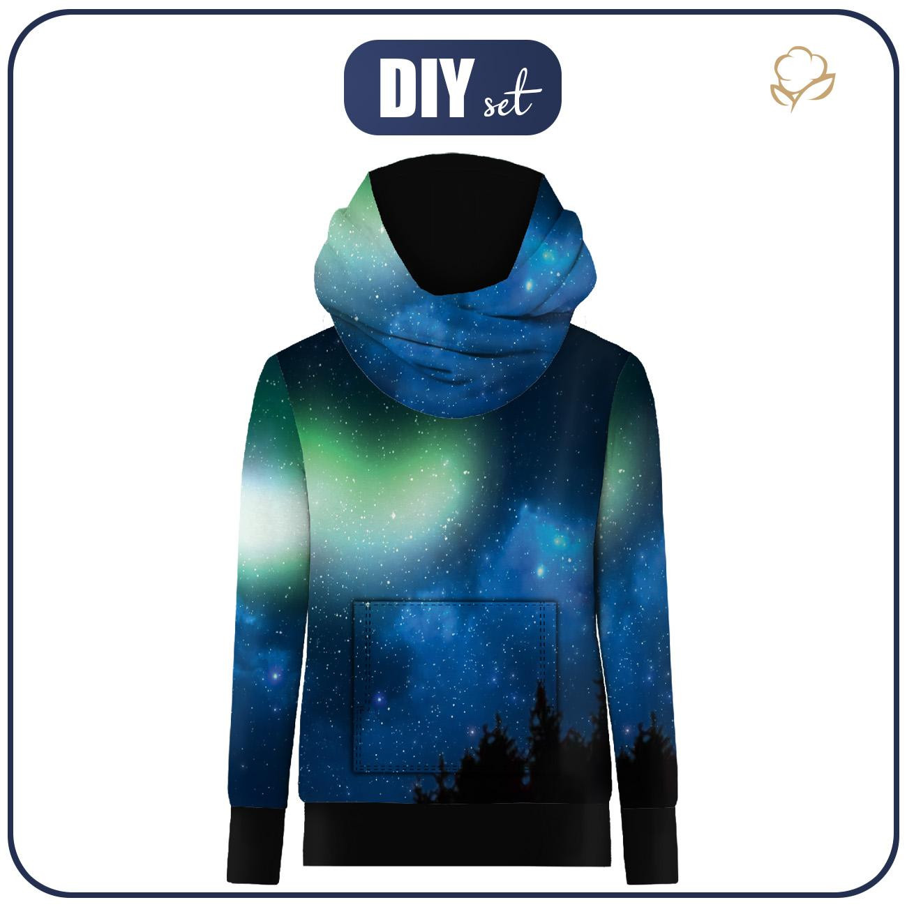 HYDROPHOBIC HOODIE UNISEX - NIGHT SKY - sewing set