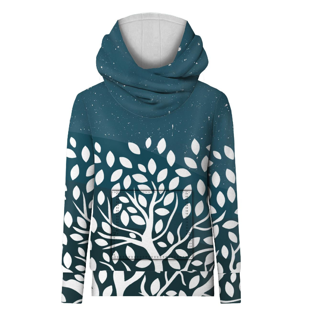 HYDROPHOBIC HOODIE UNISEX - SMALL LEAVES pat. 4 - sewing set