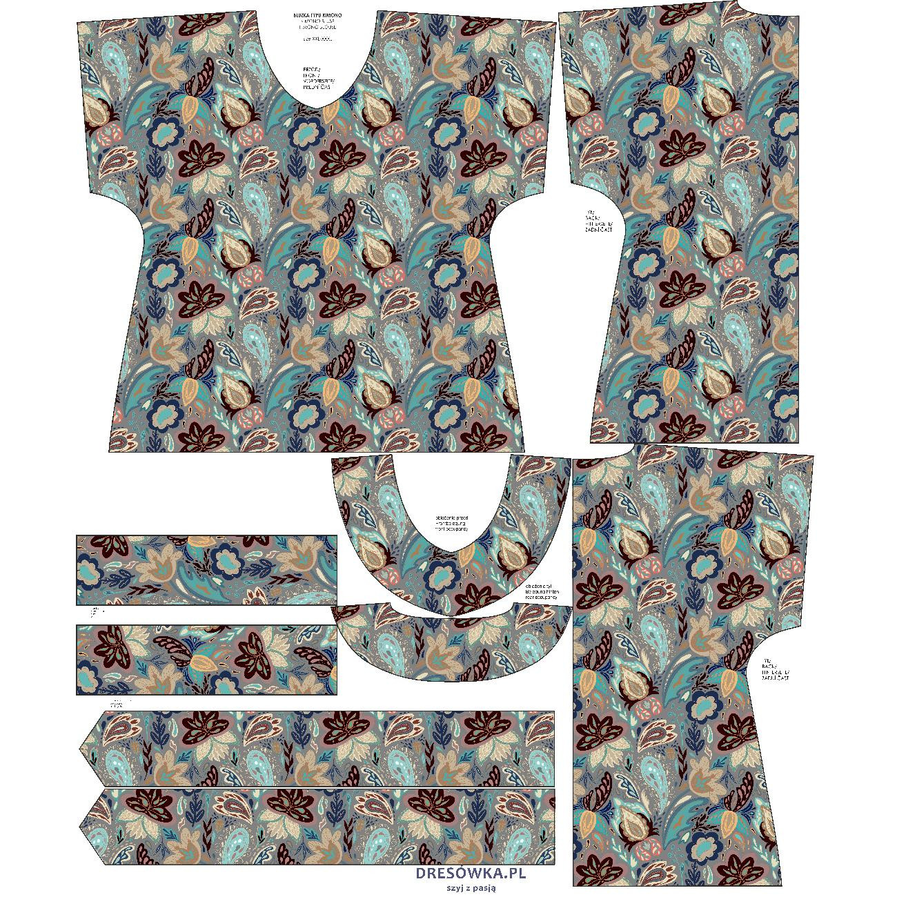 KIMONO BLOUSE - BOHO PAISLEY PAT. 2 - sewing set