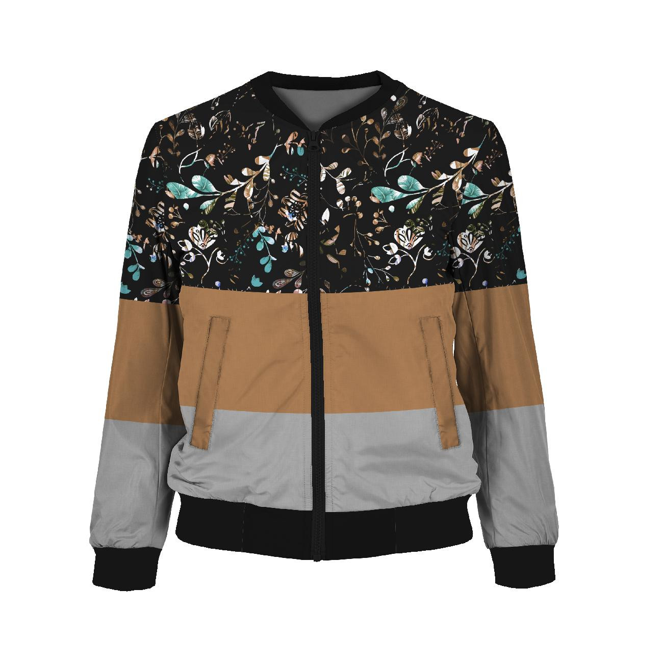 WOMEN’S BOMBER JACKET (KAMA) - FOLK FLORAL / BLOCKS - sewing set