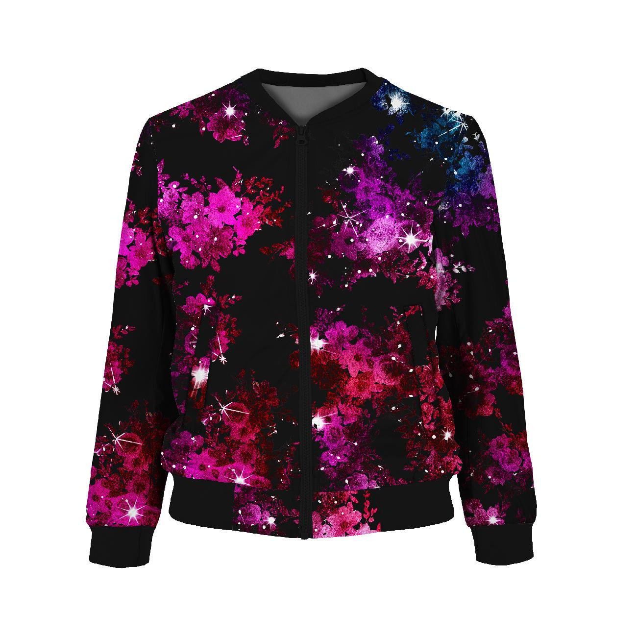 WOMEN’S BOMBER JACKET (KAMA) - FLOWERS / GALAXY - sewing set