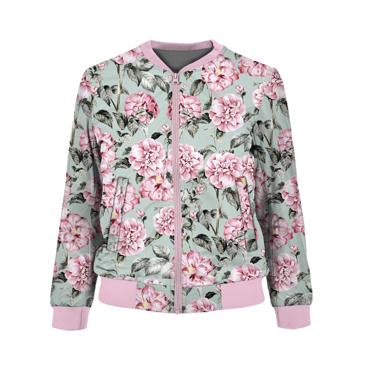 WOMEN’S BOMBER JACKET (KAMA) - PINK PEONIES pat. 4 - sewing set