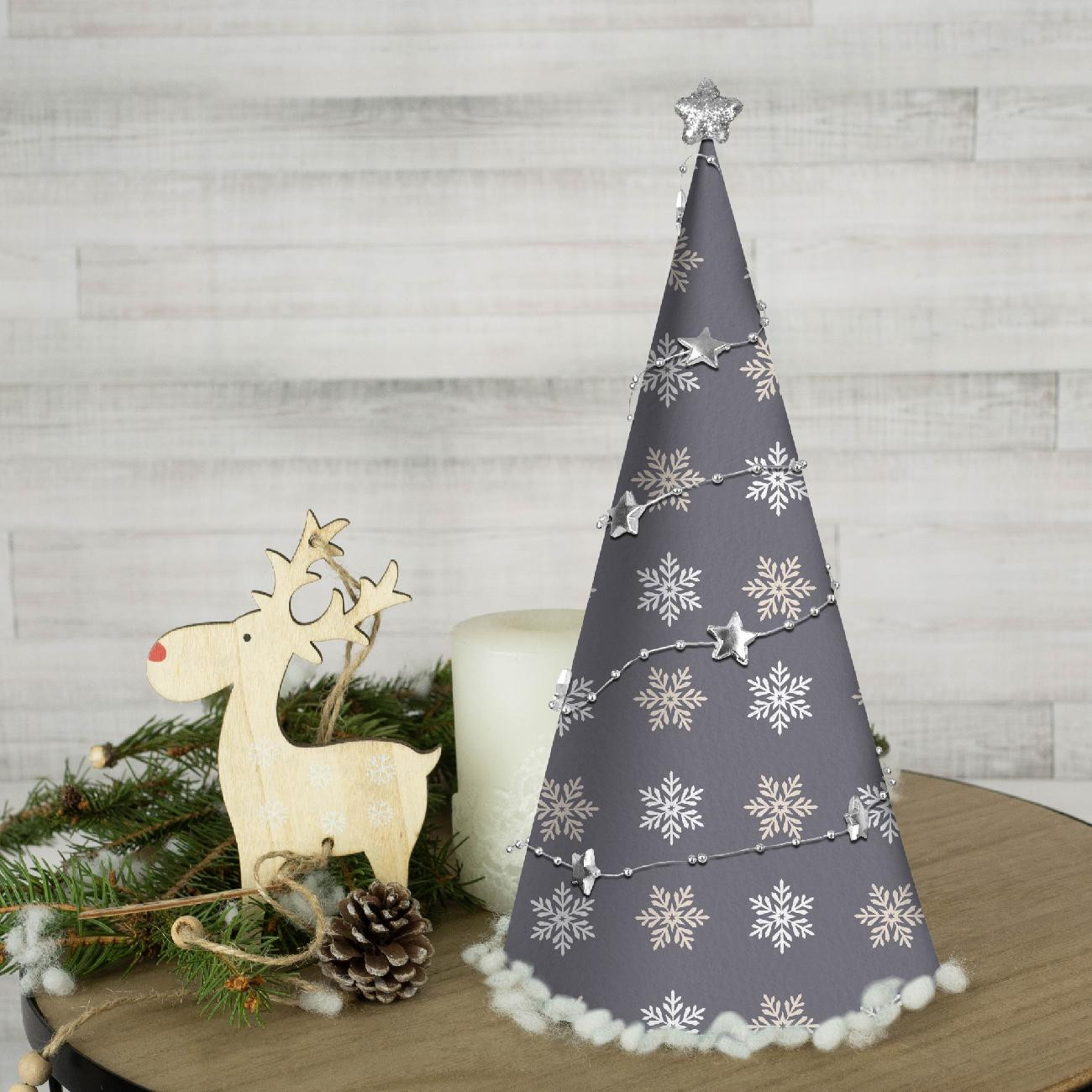 CHRISTMAS TREE - SNOWFLAKES pat. 5 (WINTER TIME) / grey - DIY IT'S EASY
