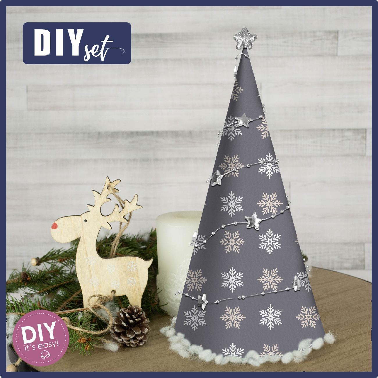 CHRISTMAS TREE - SNOWFLAKES pat. 5 (WINTER TIME) / grey - DIY IT'S EASY