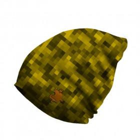 "Beanie" cap  57-59 - PIXELS pat. 2 / mustard 