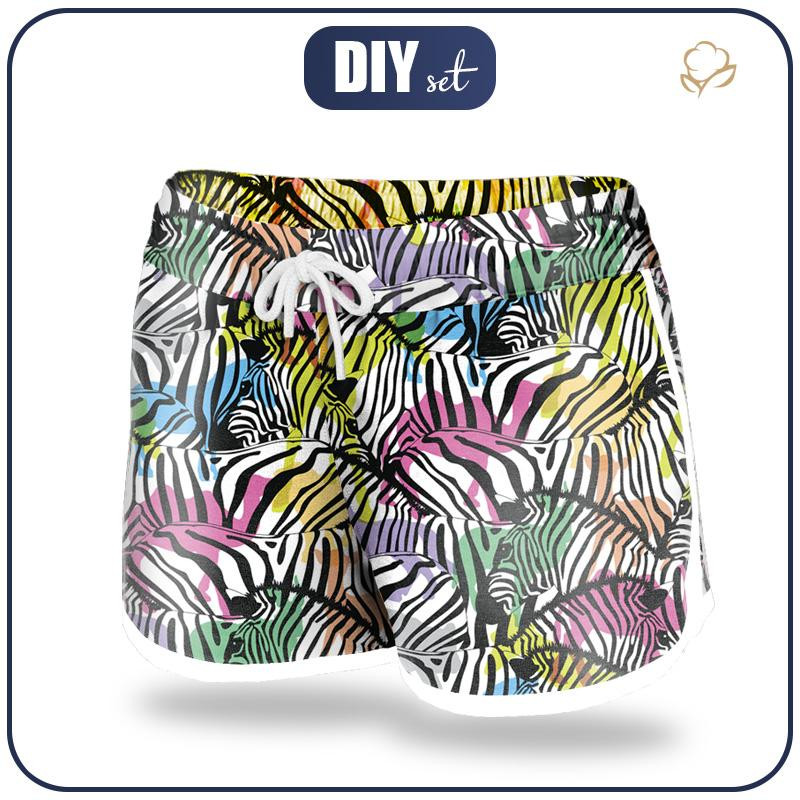 Women’s boardshorts - RAINBOW ZEBRAS NO. 2  - sewing set