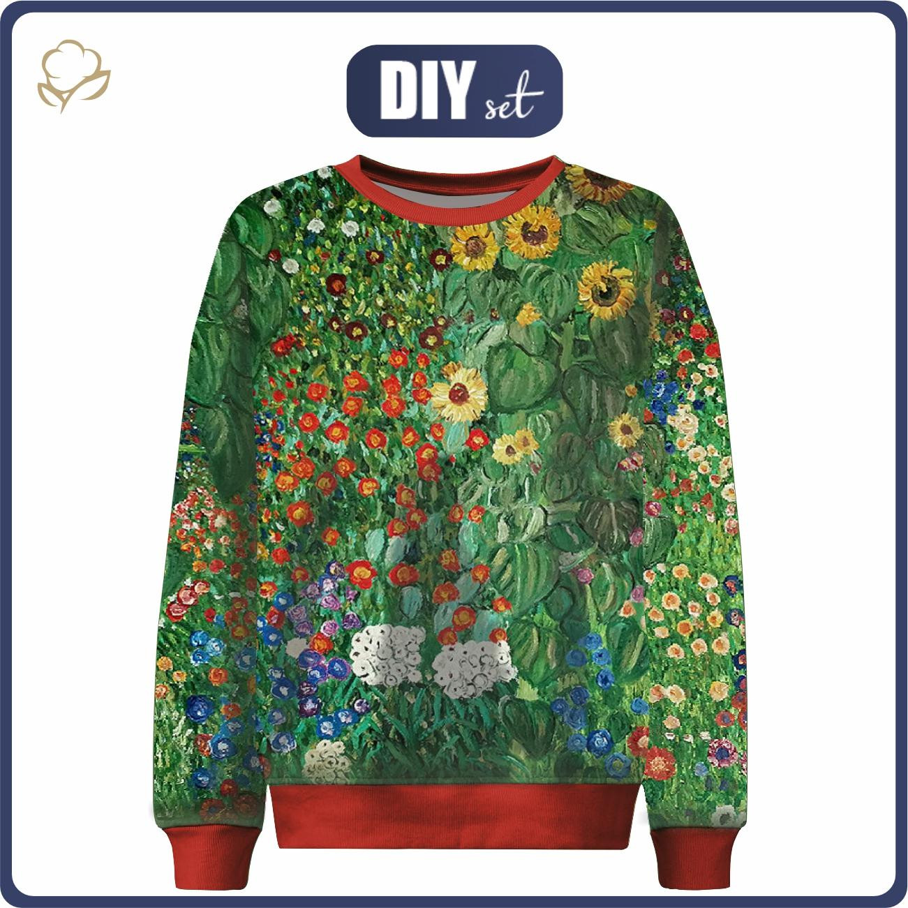 CHILDREN'S (NOE) SWEATSHIRT - FARM GARDEN WITH SUNFLOWERS (Gustav Klimt) - sewing set