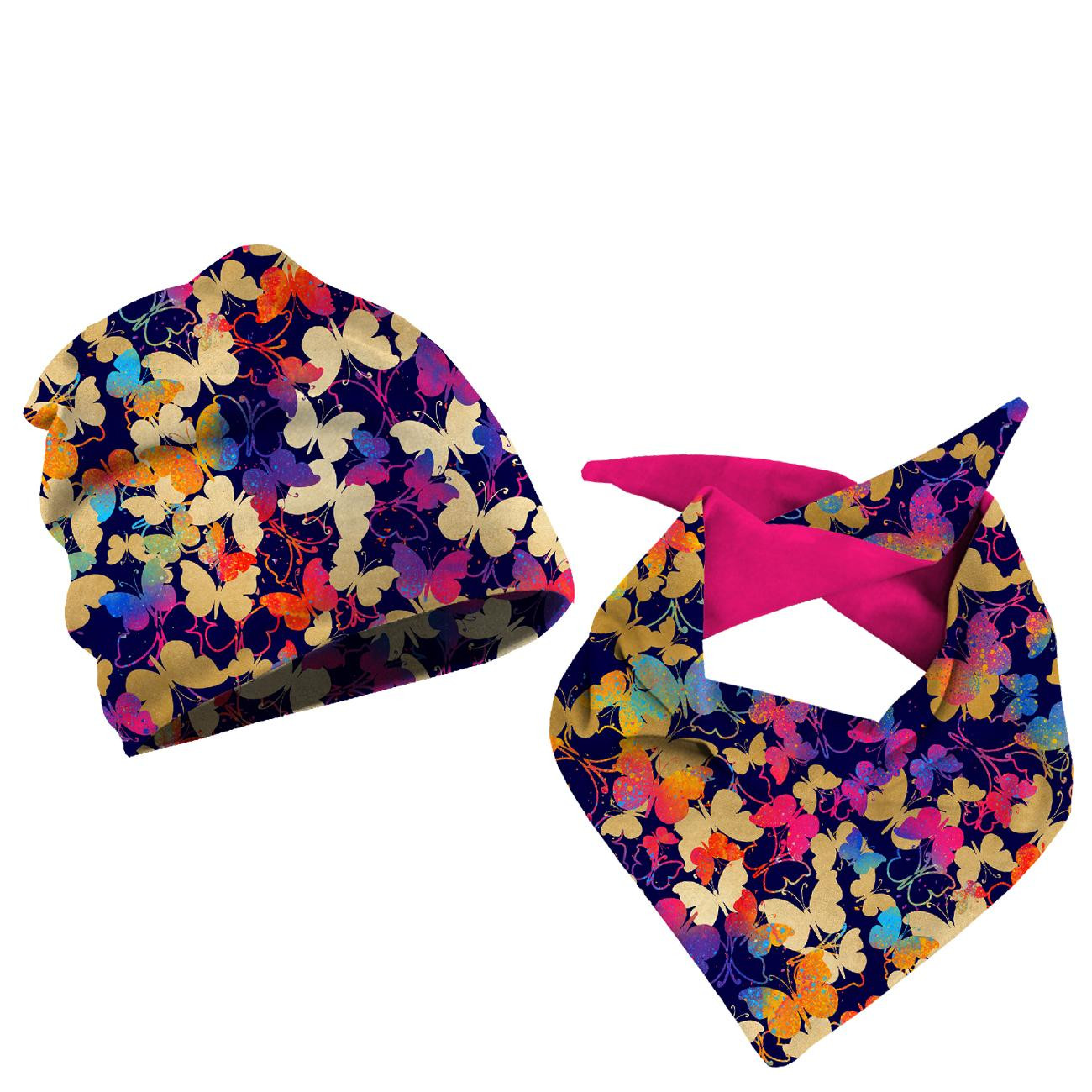 KID'S CAP AND SCARF (CLASSIC) - BUTTERFLIES / colorful - sewing set