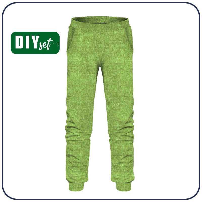 CHILDREN'S JOGGERS (LYON) - ACID WASH / LIGHT GREEN (DIA DE LOS MUERTOS) - looped knit fabric 