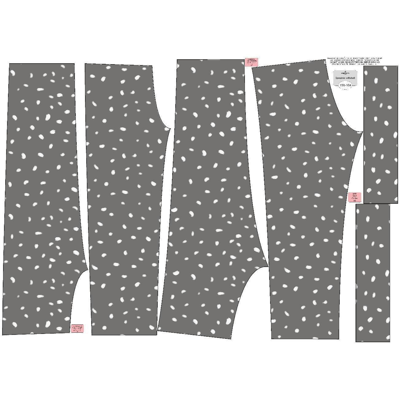 CHILDREN'S SOFTSHELL TROUSERS (YETI) - WHITE TRACES / grey (MAGICAL CHRISTMAS FOREST) (86/92)