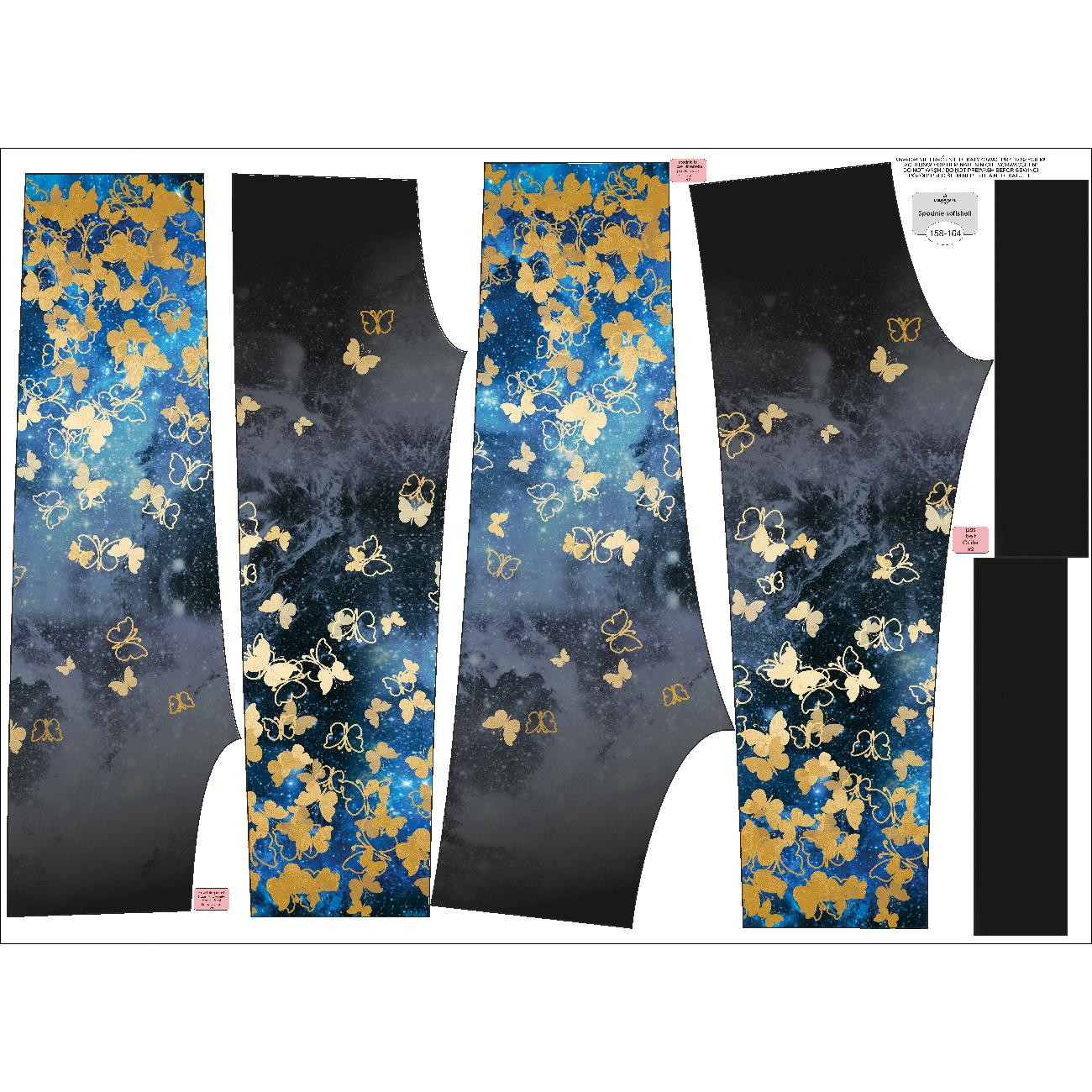 CHILDREN'S SOFTSHELL TROUSERS (YETI) - BUTTERFLIES / gold - sewing set