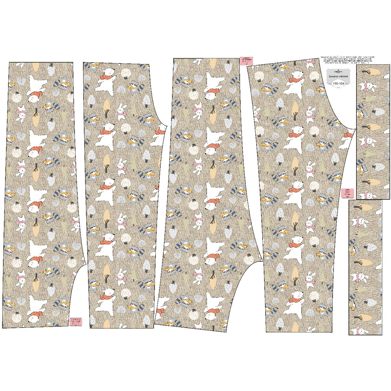 CHILDREN'S SOFTSHELL TROUSERS (YETI) - WINTER PARTY PAT. 1 (WINTER FUN) / ACID WASH BEIGE