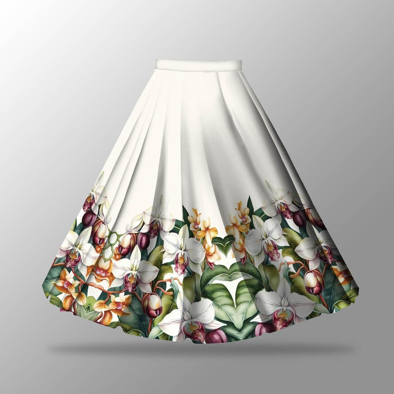 EXOTIC ORCHIDS PAT. 2 - skirt panel "MAXI" - crepe