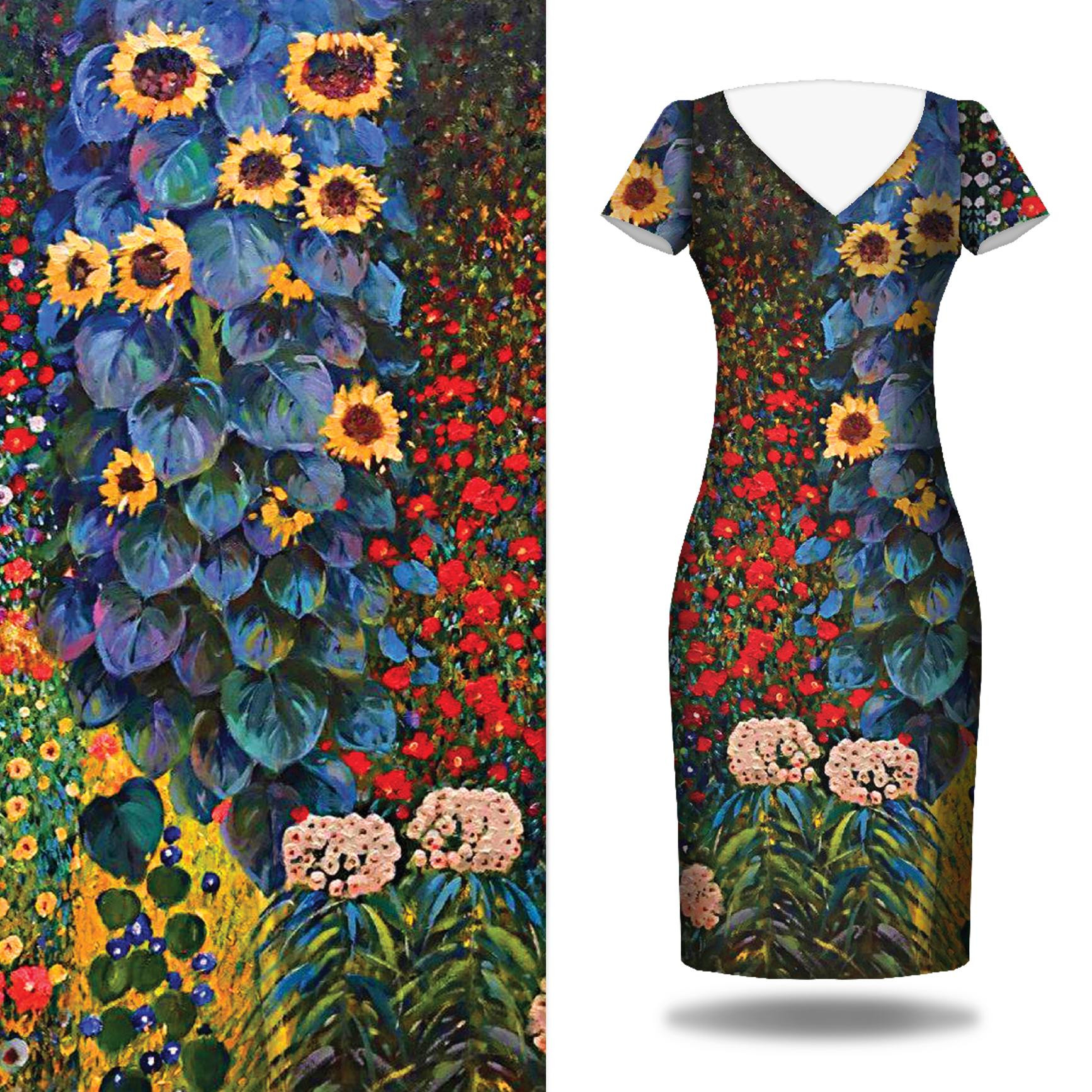 FARM GARDEN WITH SUNFLOWERS (Gustav Klimt) - dress panel PTE200