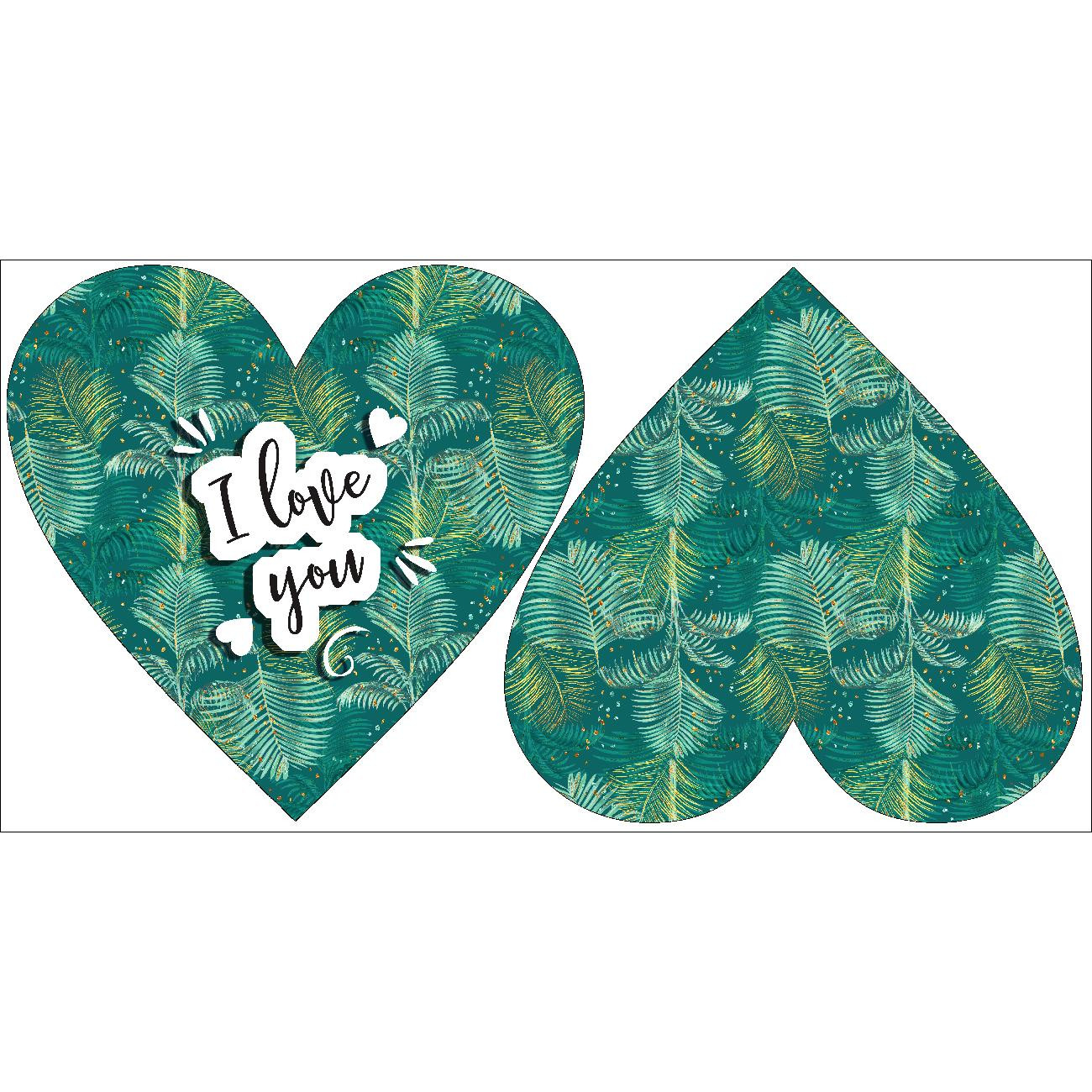 DECORATIVE PILLOW HEART - I love you / PALM LEAVES pat. 3