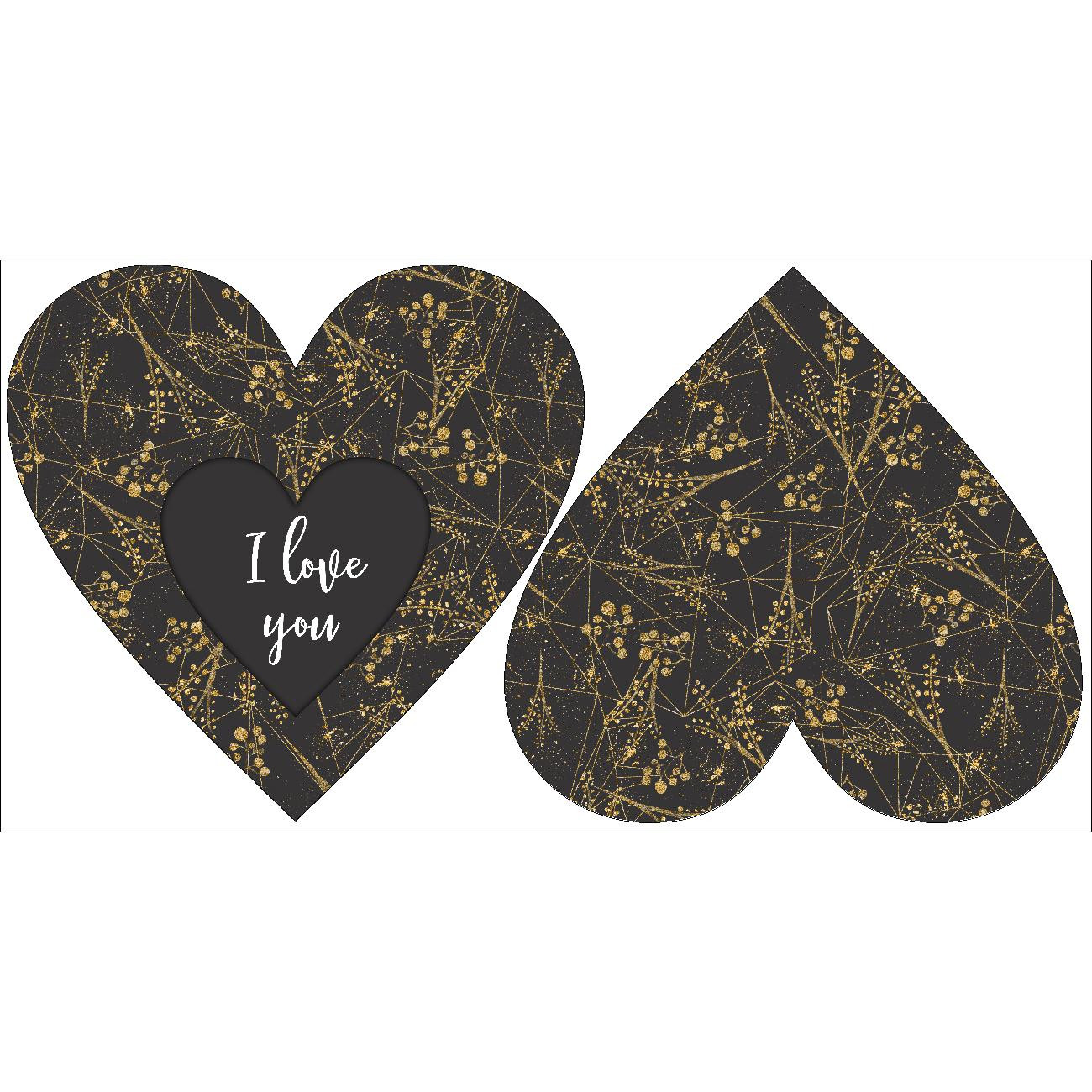 DECORATIVE PILLOW HEART - I love you / LEAVES pat. 12 (gold) 