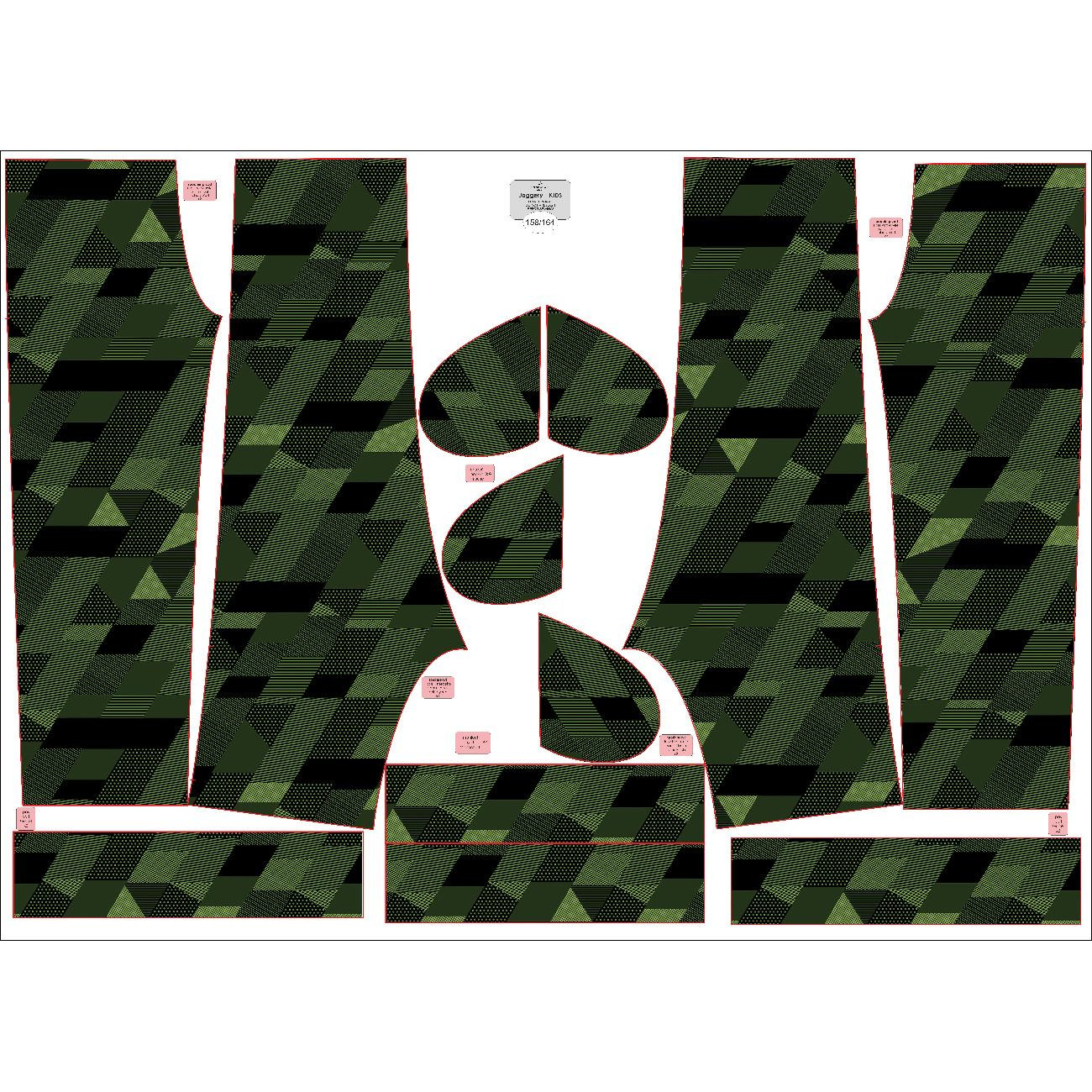 KID'S JOGGERS (ROBIN) - GEOMETRIC CAMOUFLAGE pat. 2 - sewing set