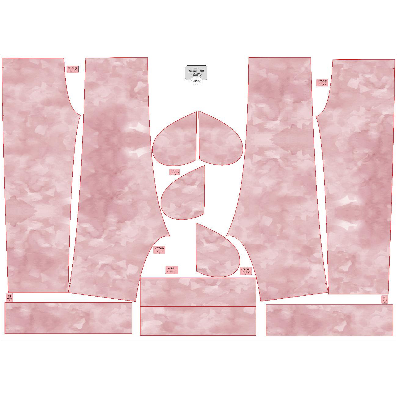KID'S JOGGERS (ROBIN) - CAMOUFLAGE pat. 2 / rose quartz - sewing set
