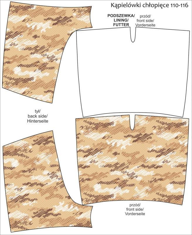 Boy's swim trunks - CAMOUFLAGE - scribble / mustard - sewing set