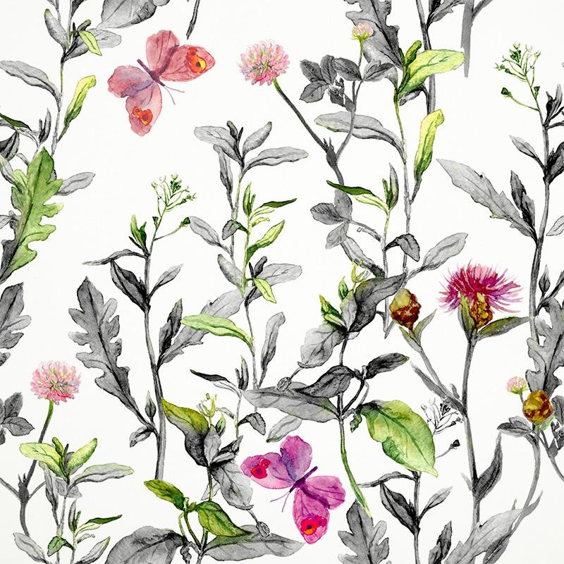 MEADOW / butterflies - white - Cotton woven fabric